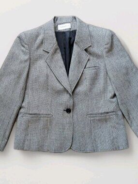 Vintage Evan‑Picone Blazer Jacket SZ 10 USA Union Made 80s 90s Houndstooth ILGWU